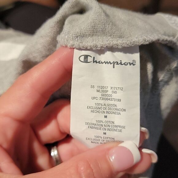 Champion Heritage Athletic Gray All Over Script Logo Crop Top T Shirt Medium - Picture 9 of 10